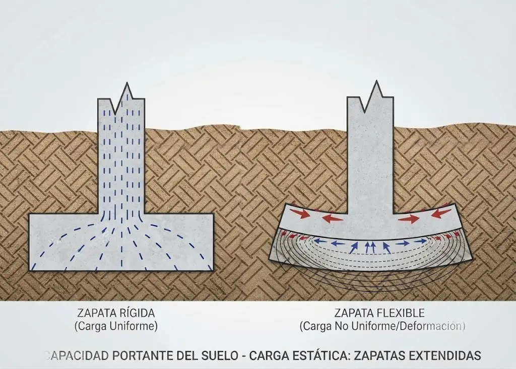 Prueba estándar para la capacidad portante del suelo para carga estática y zapatas extendidas