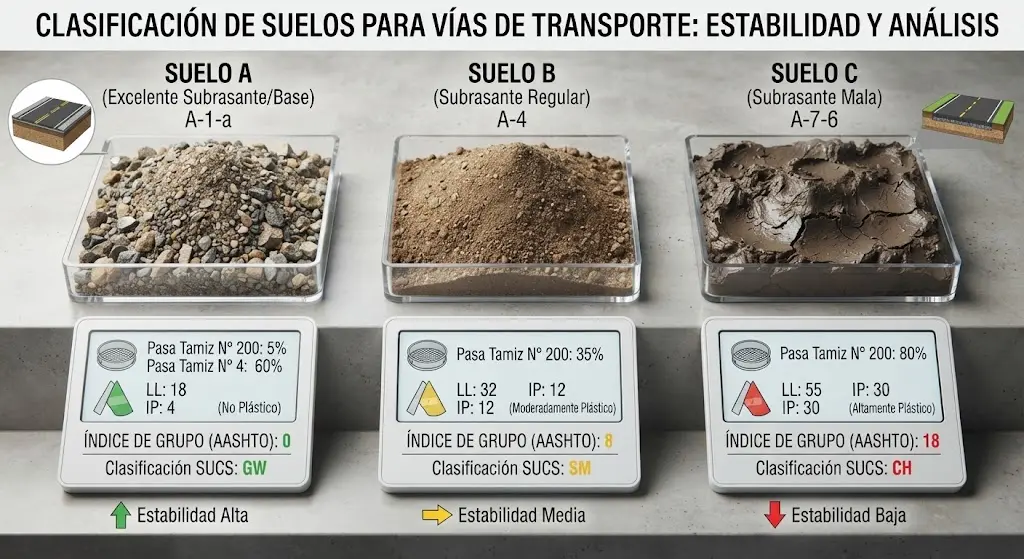 Clasificación de suelos para uso en vías de transporte